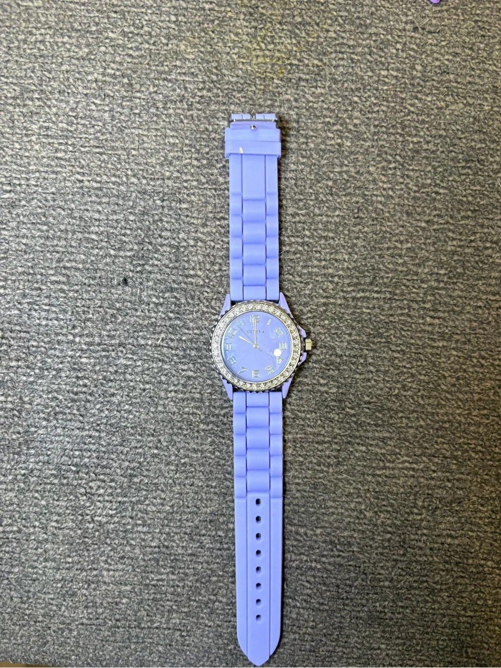 Geneva Purple, Blue, and Pink Silicone Strap Watches with Crystal Bezels